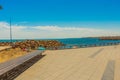 TORREVIEJA, SPAIN: The famous beach in Torrevieja on a sunny day