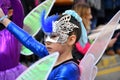 TORREVIEJA, SPAIN, FEBRUARY 12, 2023: Kids in a colorful carnival costumes at a festive parade, Alicante, Costa blanca region.