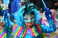 TORREVIEJA, SPAIN FEBRUARY 12, 2023: Kids in a colorful carnival costumes at a festive parade, Alicante, Costa blanca region.