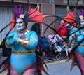 TORREVIEJA, SPAIN FEBRUARY 12, 2023: Woman in a fancy carnival costume at a Mardi Gras parade, Alicante, Costa blanca region.