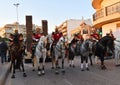 TORREVIEJA, SPAIN Ã¢â¬â JANUARY 5, 2023: Los Reyes Magos Three wise men parade. Participants take part in the Festive cavalcade of Royalty Free Stock Photo