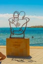 TORREVIEJA, SPAIN: Sculpture in favor of the victims of covid at Playa del Cura in the coastal city of Torrevieja Royalty Free Stock Photo