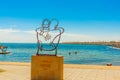 TORREVIEJA, SPAIN: Sculpture in favor of the victims of covid at Playa del Cura in the coastal city of Torrevieja