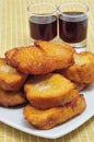 Torrijas, typical Lent spanish sweet, and moscatel