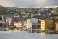 Torshavn city town harbor in Feroe islands. Picturesque colorful houses