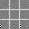 Torsion illusion. Op art patterns set. Royalty Free Stock Photo