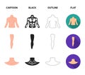 Torso, leg, neck and buttocks. Body parts set collection icons in cartoon,black,outline,flat style vector symbol stock Royalty Free Stock Photo