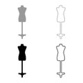 Torso Mannequin tailors dummy silhouette manikin dressmakers set icon grey black color vector illustration image flat style solid