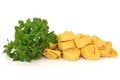 Tortellini Pasta and Basil Herb Royalty Free Stock Photo