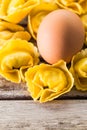 Tortellini pasta with an egg Royalty Free Stock Photo