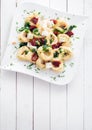 Tortellini pasta with fresh herbs and feta cheese Royalty Free Stock Photo