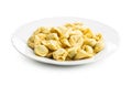 Tortellini pasta on plate. Italian stuffed pasta