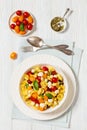 tortellini salad with tomatoes, mozzarella in bowl Royalty Free Stock Photo