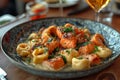 Tortellini with salmon cream sauce