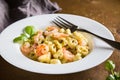 Tortellini with shrimps and fresh basil