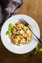 Tortellini with shrimps and fresh basil
