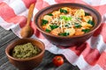 Tortellini soup with italian sausages, spinach, tomato, parmesan cheese , Royalty Free Stock Photo