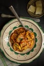 Tortellini with Tomato Sauce, Mozzarella Cheese and Basil Royalty Free Stock Photo