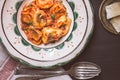 Tortellini with Tomato Sauce, Mozzarella Cheese and Basil Royalty Free Stock Photo