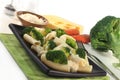 Tortiglione with broccoli cheese sauce Royalty Free Stock Photo