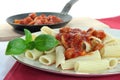 Tortiglione with tomato sauce Royalty Free Stock Photo
