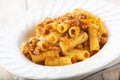 Tortiglioni bolognese pasta dish Royalty Free Stock Photo