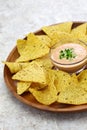 Tortilla chips with karashi mentaiko dip