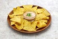 Tortilla chips with karashi mentaiko dip Royalty Free Stock Photo