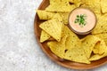 Tortilla chips with karashi mentaiko dip