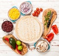 Tortilla with a mix of ingredients Royalty Free Stock Photo