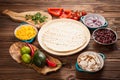 Tortilla with a mix of ingredients Royalty Free Stock Photo