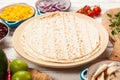 Tortilla with a mix of ingredients Royalty Free Stock Photo