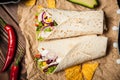 Tortilla with a mix of ingredients Royalty Free Stock Photo