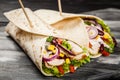 Tortilla with a mix of ingredients Royalty Free Stock Photo