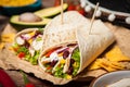 Tortilla with a mix of ingredients Royalty Free Stock Photo