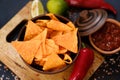 Tortilla nacho chips food background crisp slices Royalty Free Stock Photo