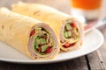 Tortilla roll-ups with ham and vegetables Royalty Free Stock Photo