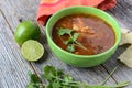 Tortilla Soup with Chips, fresh lime and cilantro