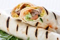 Tortilla Wrap Cut in Half Royalty Free Stock Photo