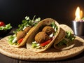 Tortilla wrap with falafel and salad