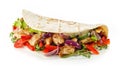 Tortilla wrap with fried chicken meat and vegetables Royalty Free Stock Photo