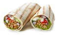 Tortilla wrap with fried minced meat and vegetables Royalty Free Stock Photo