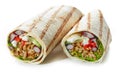 Tortilla wrap with fried minced meat and vegetables