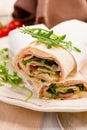 Tortillas with bacon and arugula salad