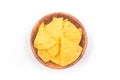 Tortillas. Nachos chips in a wooden bowl