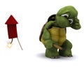 Tortoise lighting a firework Royalty Free Stock Photo