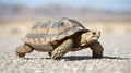 A tortoise mid-stride