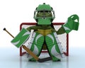 Tortoise playing ice hockey Royalty Free Stock Photo