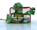 Tortoise playing ice hockey Royalty Free Stock Photo