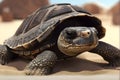 Tortoise on sand, closeup view Royalty Free Stock Photo